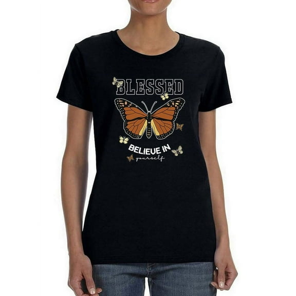Blessed Butterfly T-Shirt Women -Smartprints Designs, Female Large