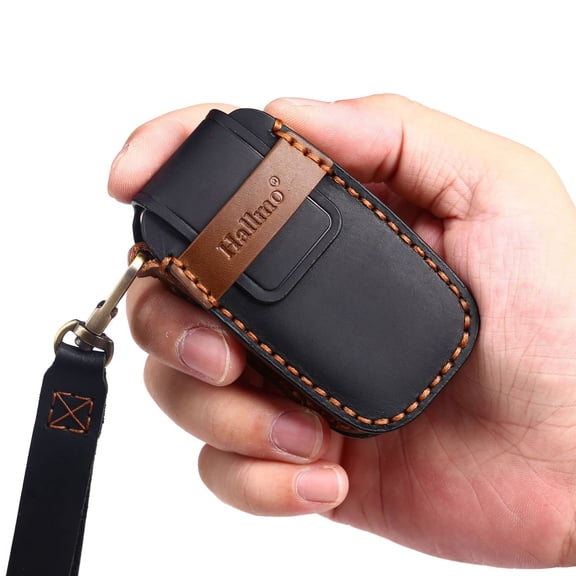 Leather Key Fob Protector for Chrysler Pacifica Hybrid Voyager Keyless Keychain Holder Full Protection Key Cover Case 5 Button