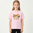thumbnail image 2 of Girls Graphic Tees Leopard Jungle Wild Safari Short Sleeve Kids T-Shirt, 100% Cotton Soft Casual Tops for Children, 2 of 5
