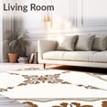 thumbnail image 2 of ODIKA 4'x6' Machine Washable Non-Slip Area Rug, Elegant Floral Loft Medallion Vintage Distressed Classic High Traffic Rug with Pad, Brown, 518465, 2 of 8