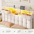 thumbnail image 4 of EnHomee Queen Size Bed Frame with 4 Underbed Drawers & 2 Small Drawers Upholstered Bed Frame Queen with Headboard and Storage &  LED Lights & Charge Station,Beige, 4 of 7