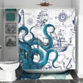 thumbnail image 2 of Blue Nautical Octopus Extra Long Shower Curtain 84 Inches, Funny Ocean Kraken Shower Curtain Set for Bathroom, Beach Coastal Pirate Map Decor Polyester Fabric-72" x 84", 2 of 6