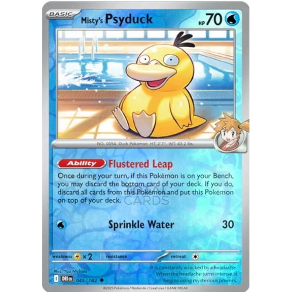 2025 Destined Rivals Misty’s Psyduck Reverse Holo Uncommon #45/182 Pokemon Trading Card