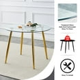 thumbnail image 3 of Minimalist Glass Dining Table Set for 4, 51in Smooth Clean Glass Kitchen Table Set with Silver Metal Legs, PU, 5 Pieces Round Dinette Table Set, 3 of 8