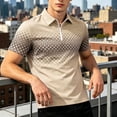 thumbnail image 5 of FRSASU Polo Shirts for Men Loose Fit Short Sleeve Contrast Color Print Quarter-Zip Golf Shirt Summer Spring Casual Tops Khaki, 5 of 6