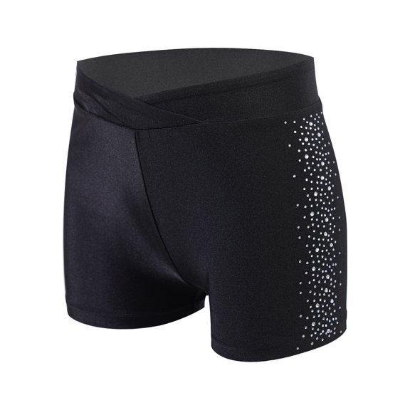 YiZYiF Kids Girls Dance Short High Waisted Athletic Booty Shorts Gymnastics Workout Shorts Tumbling Black 6