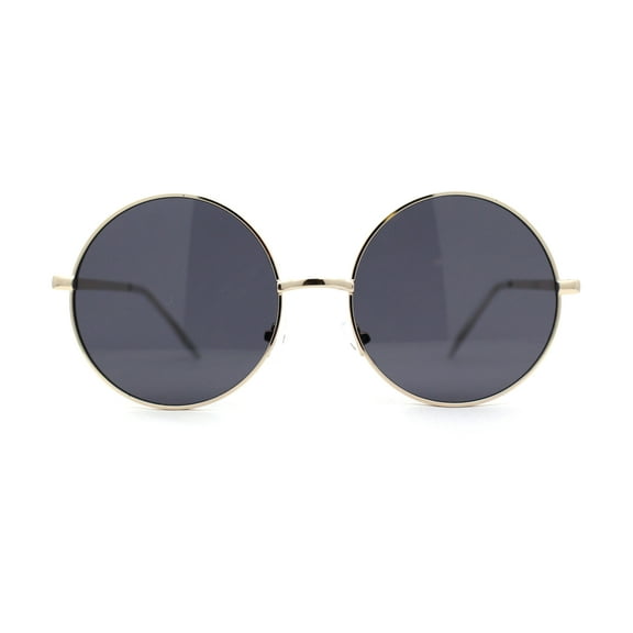 Classic Iconic Hippie Large Circle Lens Round Metal Sunglasses Gold / Black