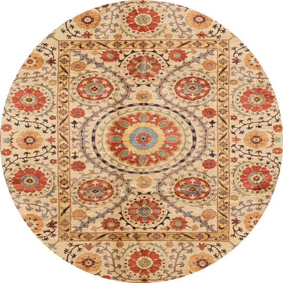 Ahgly Company Indoor Round Abstract Chocolate Brown Abstract Area Rugs, 3' Round