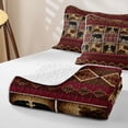 thumbnail image 4 of Homewish Black Red Aztec Quilt King,Rustic Bear King Coverlet Set,3pcs, 4 of 7
