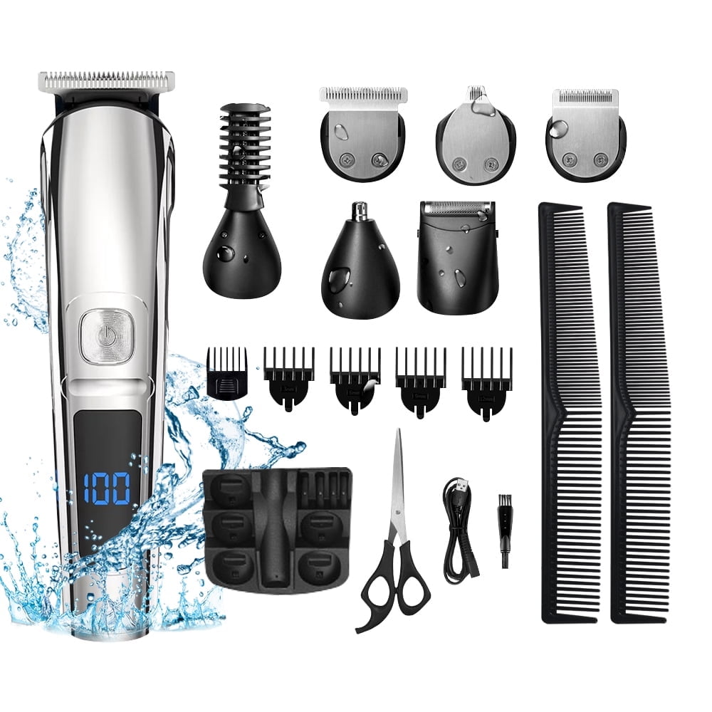 Jinyi Beard Trimmer for Men, 15 in 1 Beard Grooming Kit with Hair Clippers, Hair Trimmer, Electric Razor IPX7 Waterproof Cordless Haircut Groomer Kit