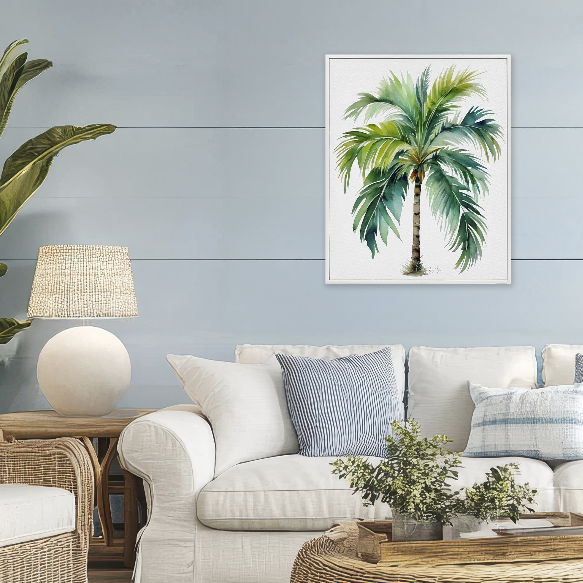 Stupell Industries Lagoon Majesty Palm White Framed Giclee Art, design by Shelly Craig