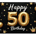 thumbnail image 3 of Glamorous Glittery 50th Birthday Banner with Gold Balloons Crowns Stars and Cakes Backdrop Party Decoration Supplies Photography Props for Birthday Parties Photo Booths Celebrations, 3 of 7