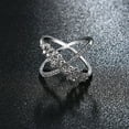 thumbnail image 3 of HeartsAndYou 1.6ct Round Cut Moissanite Engagement Ring for Women 18k White Gold Over Silver Cross Design, 3 of 9