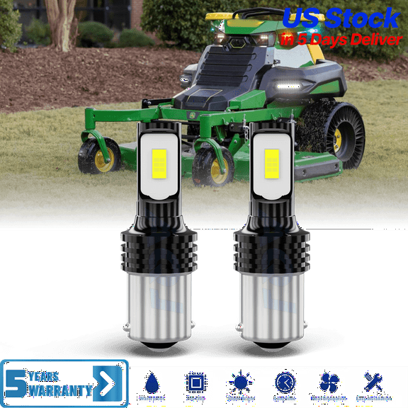 2-Pack BA15S Cool White, 12-24V, Lawn Tractor Headlight Compatible With John Deere D100 D110 D120 D125 D130 D140 D150 D160 Mower