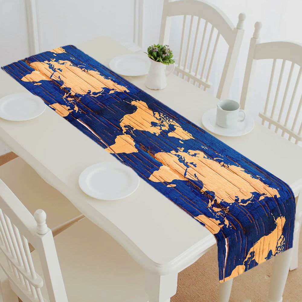 ECZJNT World Map Birch Cork Natural table runner table cloth tea table