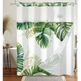 thumbnail image 2 of Mizhona Tropical Palm No Hooks Shower Curtains with Snap in Liner Green Gold Leaves Hookless Fabric Bathroom Curtain，71"× 86", 2 of 4