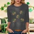 thumbnail image 4 of felwors St Patty's Day Shirt Women 2025 Casual Plus Size 3/4 Sleeve Irish Clover Shirts Funny Saint Patrick's Tunic Tops (Dark Gray, S), 4 of 7