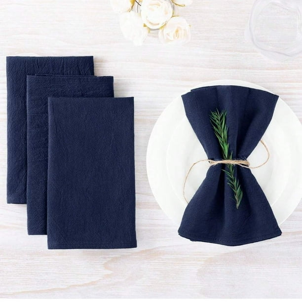 Xiao Hua Servilletas de tela, paquete de 8, 30 x 30 cm, servilletas de algodón azul oscuro para la mesa, lavables, reutilizables (no incluye cuerda de algodón).