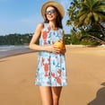 thumbnail image 3 of Vsdgher Robes d'Été Imprimé Homards pour Femmes Robe de Plage Décontractée Col en U Sans Manches Robe d'Été Ample avec Poche, 3 of 7