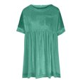 thumbnail image 5 of AXXD Basic Blouses for Women Dressy Casual Summer 2024 Casual Solid Color Gold Velvet Casual Pleated Pocket Short Sleeved Top, 5 of 7