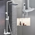 thumbnail image 2 of White Exposed Shower System Set Rainfall Shower Faucet Fixtures Wall Mount, 2 of 12