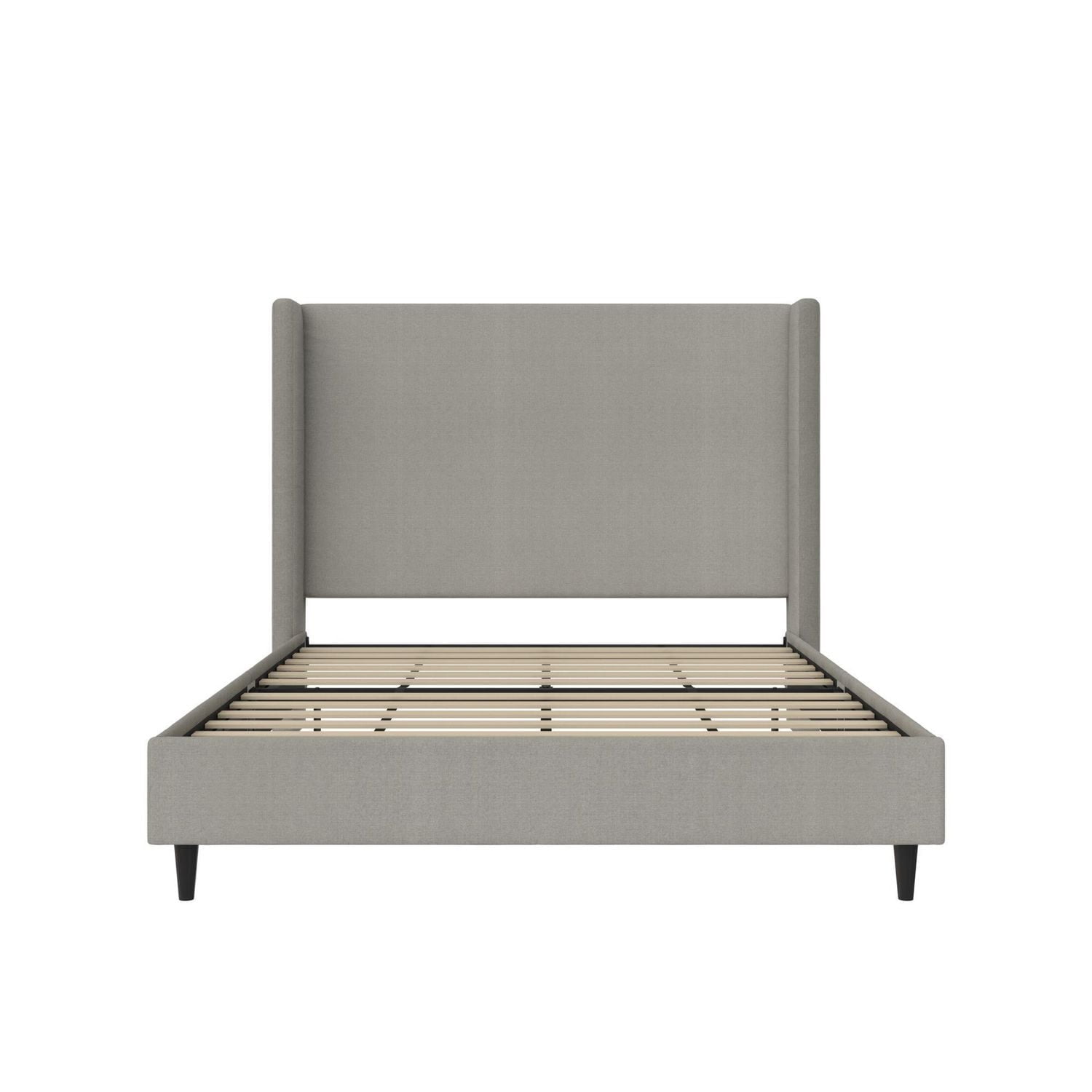 DHP Eveline Upholstered Platform Bed Frame with High Wingback Headboard, Queen, Textured Gray Canvas