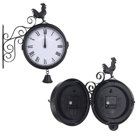 Toyandona Outdoor Wrought Iron Wall Clock Black Telling Home Decoration 1Pack