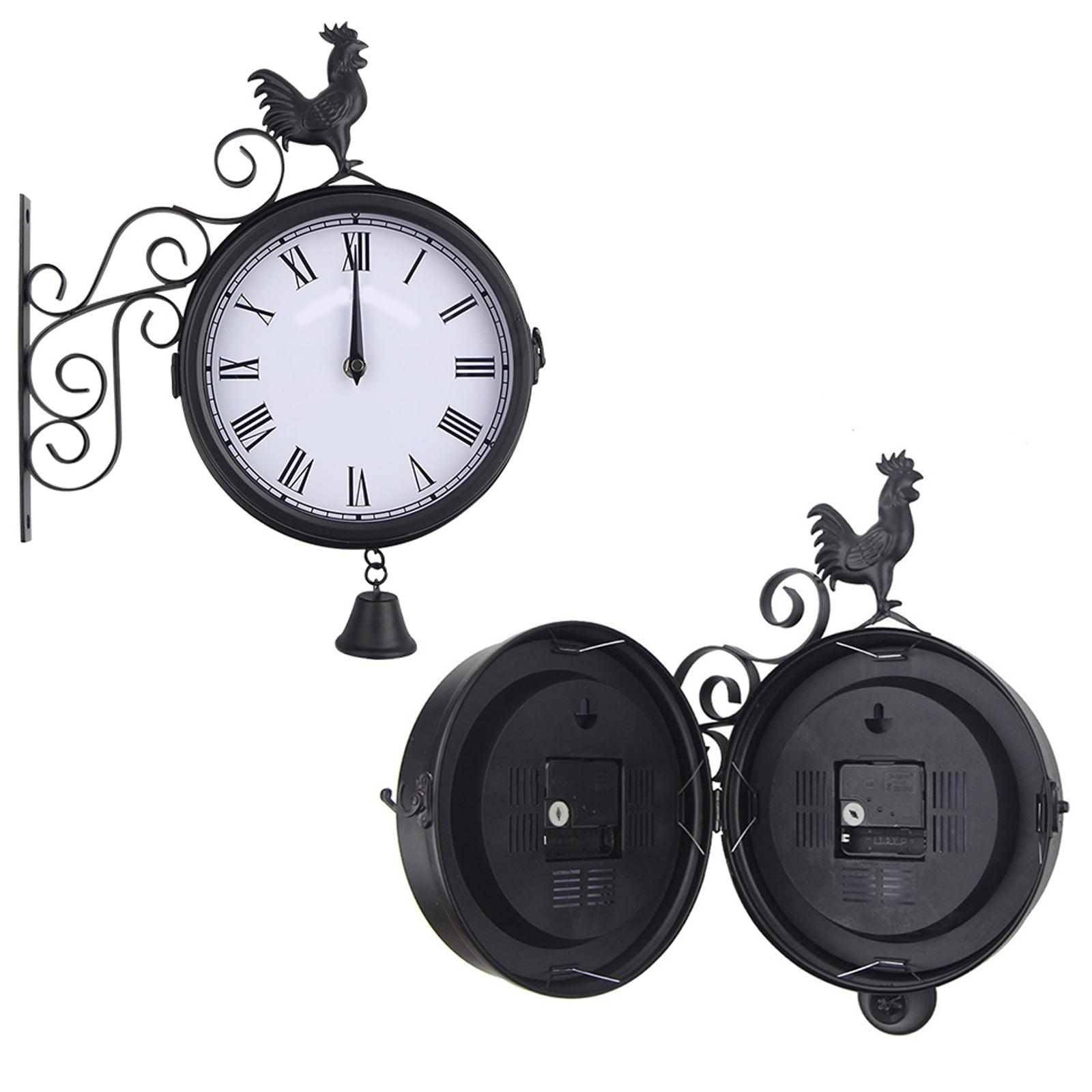 Toyandona Outdoor Wrought Iron Wall Clock Black Telling Home Decoration 1Pack