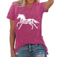 thumbnail image 2 of Summer Tops for Women Horse Print Loose T Shirt Crew Neck Fashion Beach Vacation Tees, 2 of 4
