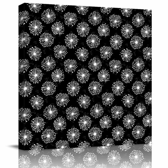 Framed Canvas Wall Art for Living Room Black Dandelion Wall Decor, Pastoral Plant Aesthetic Paintings for Bedroom Office Kitchen Bathroom, Ready to Hang Artwork Wall Pictures 8x8 Inch