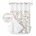 thumbnail image 2 of Grey Brown Botanical No Hook Shower Curtain Waterproof, Bathroom Curtains with Snap in Liners and See Through Top Window, Summer Leaf Watercolor Hotel Style Bathtub Curtains Shower 60"Wx72"L, 2 of 8