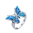 thumbnail image 2 of EHQJNJ Rose Gold Rings for Women Non Tarnish the Bule Fire Opal Butterfly Ring Wedding Women Jewelry Rings Size 5-11 Valentines Day Gifts Promise Rings for Her Silver Heart, 2 of 3