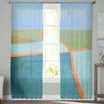 thumbnail image 2 of Green Teal Orange Sheer Curtains 72 Inches Long 2 Panels Set, Window Sheer Curtains for Living Room/Bedroom, Modern Oil Painting Abstract Light Filtering Rod Pocket Curtain 52'' x 72'' x 2, 2 of 7