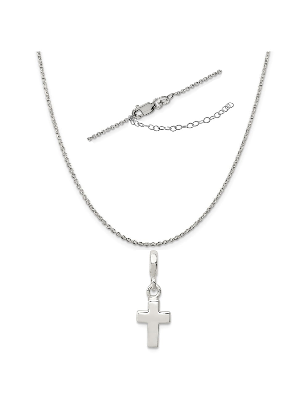 Sterling Silver Maltese Cross Necklace with Notches Women Flawless Polished Finish 1 inch 1.2mm Box_Chain