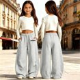 thumbnail image 2 of JAJAHO Girls Joggers Sweatpants Drawstring Baggy London Letter Print Kids Athletic Pants With Pockets 5-15Y, 2 of 4