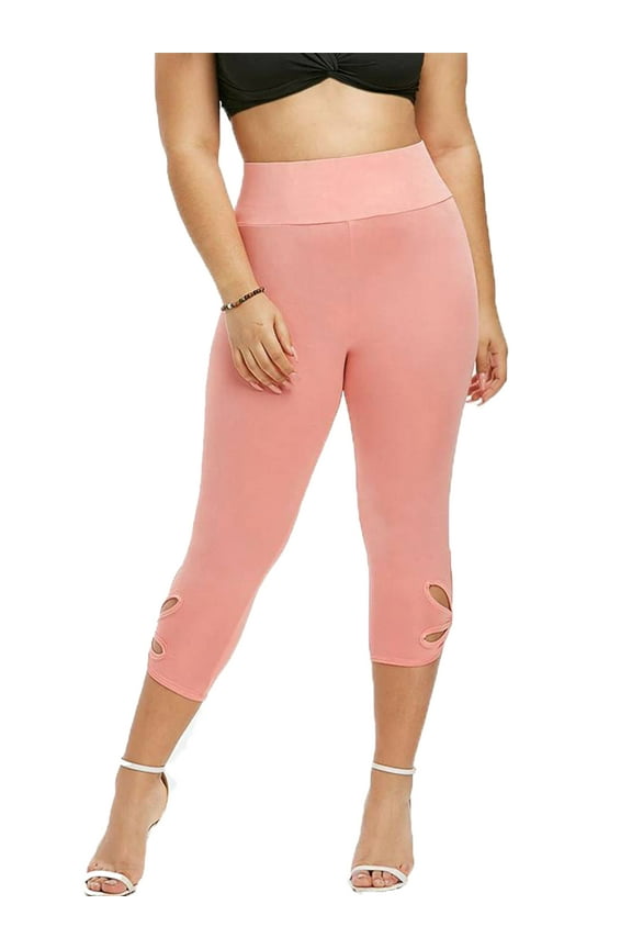 Women Stretch Legging High Rise Hollow Skinny Solid Yoga Cropped Pant