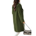 thumbnail image 3 of Paille Ladies Double Breasted Casual Wool Pea Coat Elegant Winter Trench Coats Notch Lapel Work Overcoats Cardigan ArmyGreen S, 3 of 3