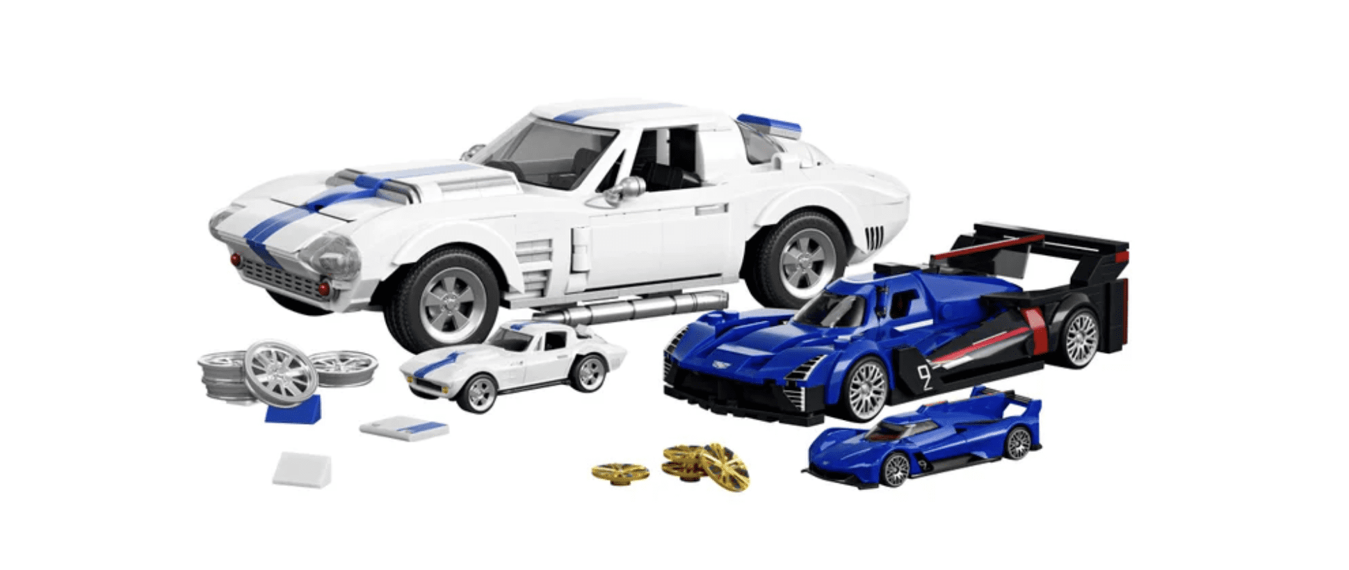 Mattel Brick Shop Hot Wheels Cadillac GTP & Corvette Bundle