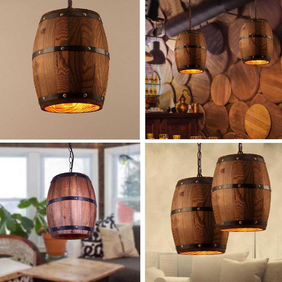 Details about   NEW Wine Barrel Hanging Lamp Chandelier Light Fixture Rustic Furniture Bar Light 