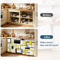 thumbnail image 4 of Yellow Black Geometric Cabinet Curtain 35"Wx35"L, Dustproof Under Sink Skirt with Self Adhesive Tape, Modern Simple Abstract Art Cabinet Curtain Cover for Kitchen Sink, Bathroom Vanity, Laundry Room, 4 of 9