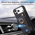 thumbnail image 4 of for iPhone 17 Pro Max Phone Case Wallet with Card Holder,PU Leather Flip Folio Case,RFID Blocking Ring Holder Kickstand Wrist Strap Magnetic Protective Women Men Cover,Black,For iPhone 17 Pro Max, 4 of 11