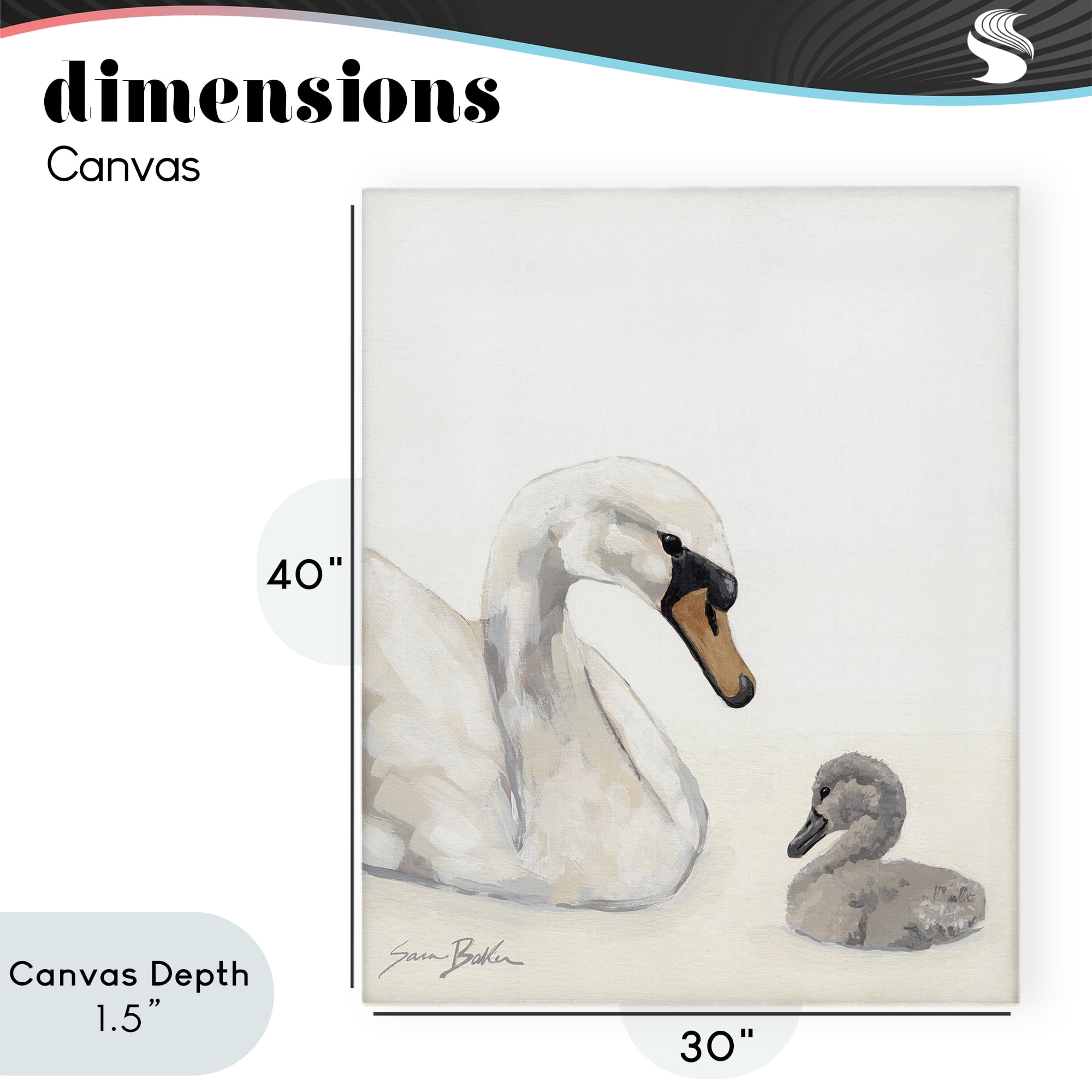 Stupell Industries Mother Swan & Cygnet Canvas Wall Art, design by Sara Baker