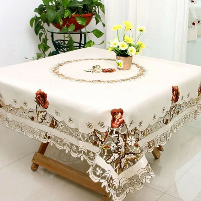 Bgsha Rural Vintage Embroidered Tablecloth Floral Lace Table Cloth Cover Wedding Decor