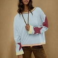 thumbnail image 4 of Oversized Star Graphic Sweatshirts for Women Crew Neck Long Sleeve Shirt Top Drop Shoulder Sweater Pullover, 4 of 6