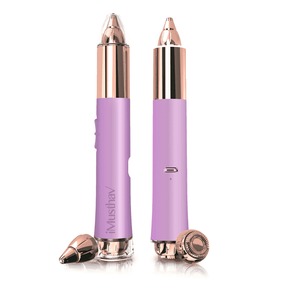 iMusthav 16mm 2-in-1 Epilator for Eyebrow & Facial Hair, Painless Razor for Women, USB Rechargeable, 18K Gold-Plated, 360° LED Light
