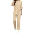thumbnail image 5 of Womens Pajama Set 2 Piece Outfits Short Sleeve Pullover and Wide Leg Pants Casual Trendy Lounge Set, 5 of 6