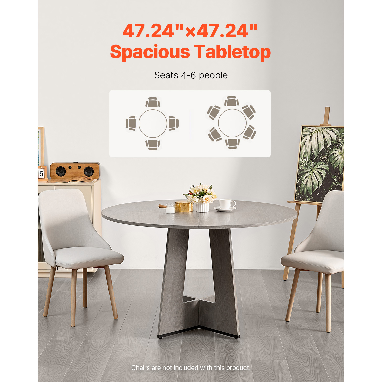 KFFKFF Circular Dining Table, 47-inch Timber Table for Two to Four Individuals, Countryside-Inspired Circular Mealtime Furnishing, Casual Tables with Robust Timber Supports