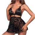 thumbnail image 1 of Sujetador de lencería con estampado exquisito para mujer + conjunto de bragas Babydoll Cut-Out Sleepwear Fridja nalpqowj43009, 1 of 6