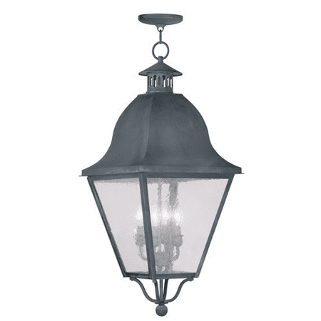 Crystal Glass Charcoal Outdoor Pendants 4 Light Amwell With Seeded Glass Charcoal size 14 in 240 Watts - World of Crystal ()