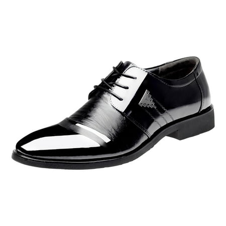 IUJSOY Mens Patent Leather Tuxedo Dress Shoes Cap Toe Lace up Formal Business Oxfords Black 8